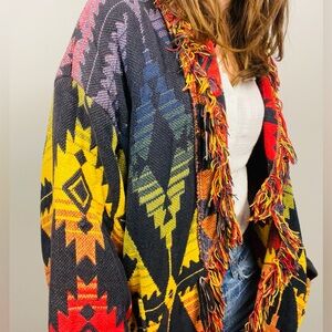 Vintage Colorful Blanket Coat · It’s in the Bag · Oversized Fringe Coat